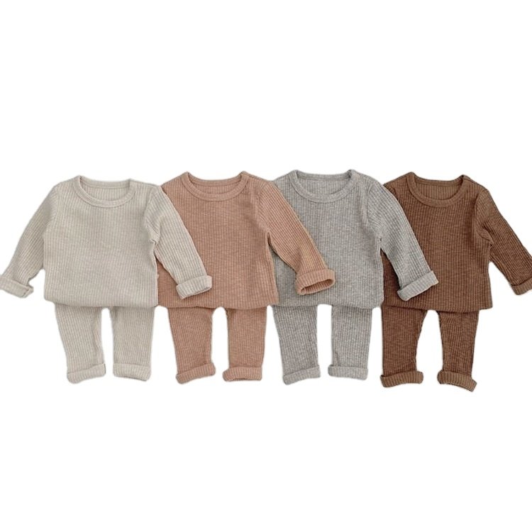 Baby Autumn Thick Pit Stripe Elastic Comfortable Home Furnishing Set for Boys and Girls Baby Pajamas Bottom Set for Autumn