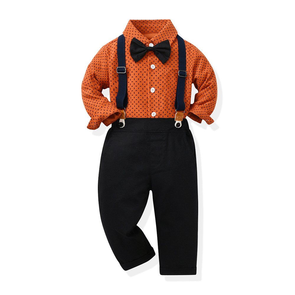Boys' Sweater Long Sleeve Set Long Pants Round Neck Solid Cotton Panel Contrast 2024 New Sports Clothing Set