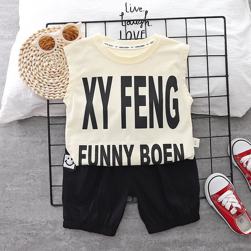 Foreign Trade Children's Clothing Children's Tank Top Set New Baby Summer Clothing Boys' Sleeveless Two Piece Set