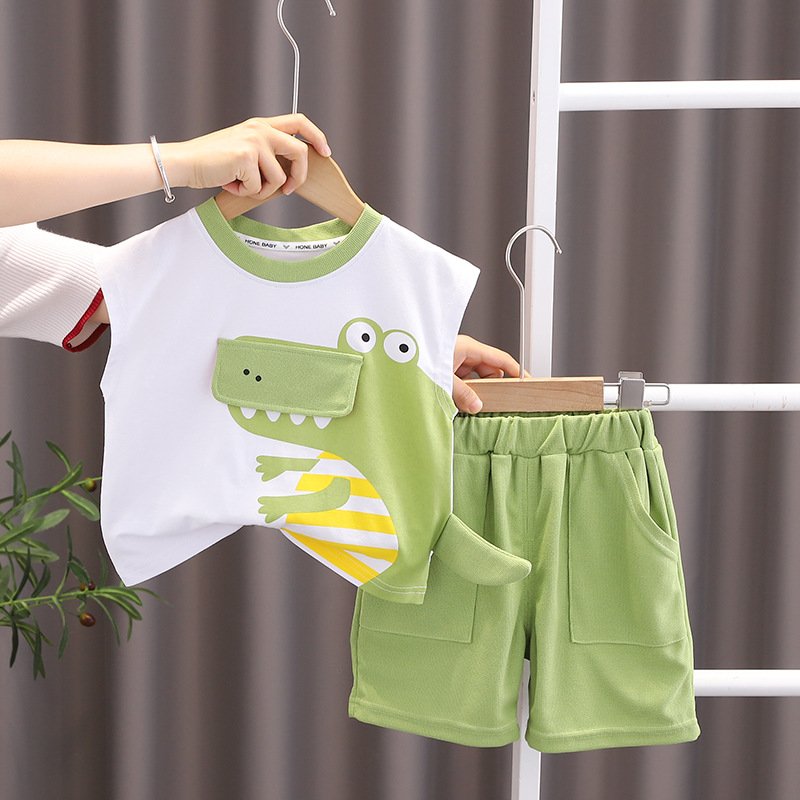 Foreign Trade Children's Clothing Children's Tank Top Set New Baby Summer Clothing Boys' Sleeveless Two Piece Set