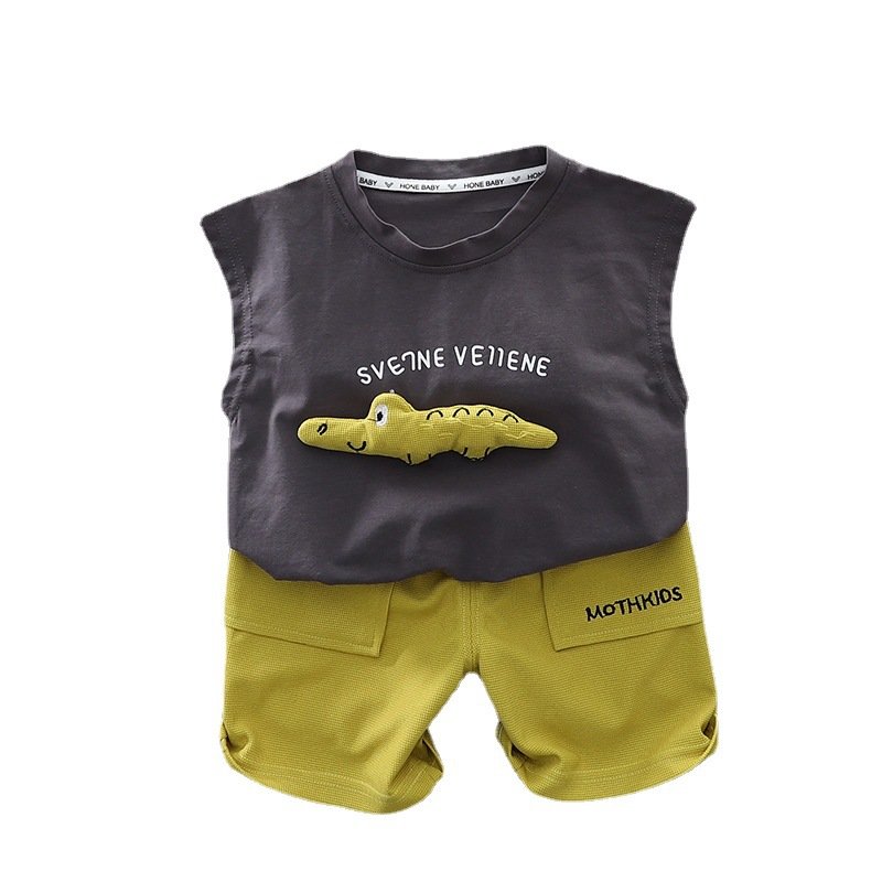 Foreign Trade Children's Clothing Children's Tank Top Set New Baby Summer Clothing Boys' Sleeveless Two Piece Set