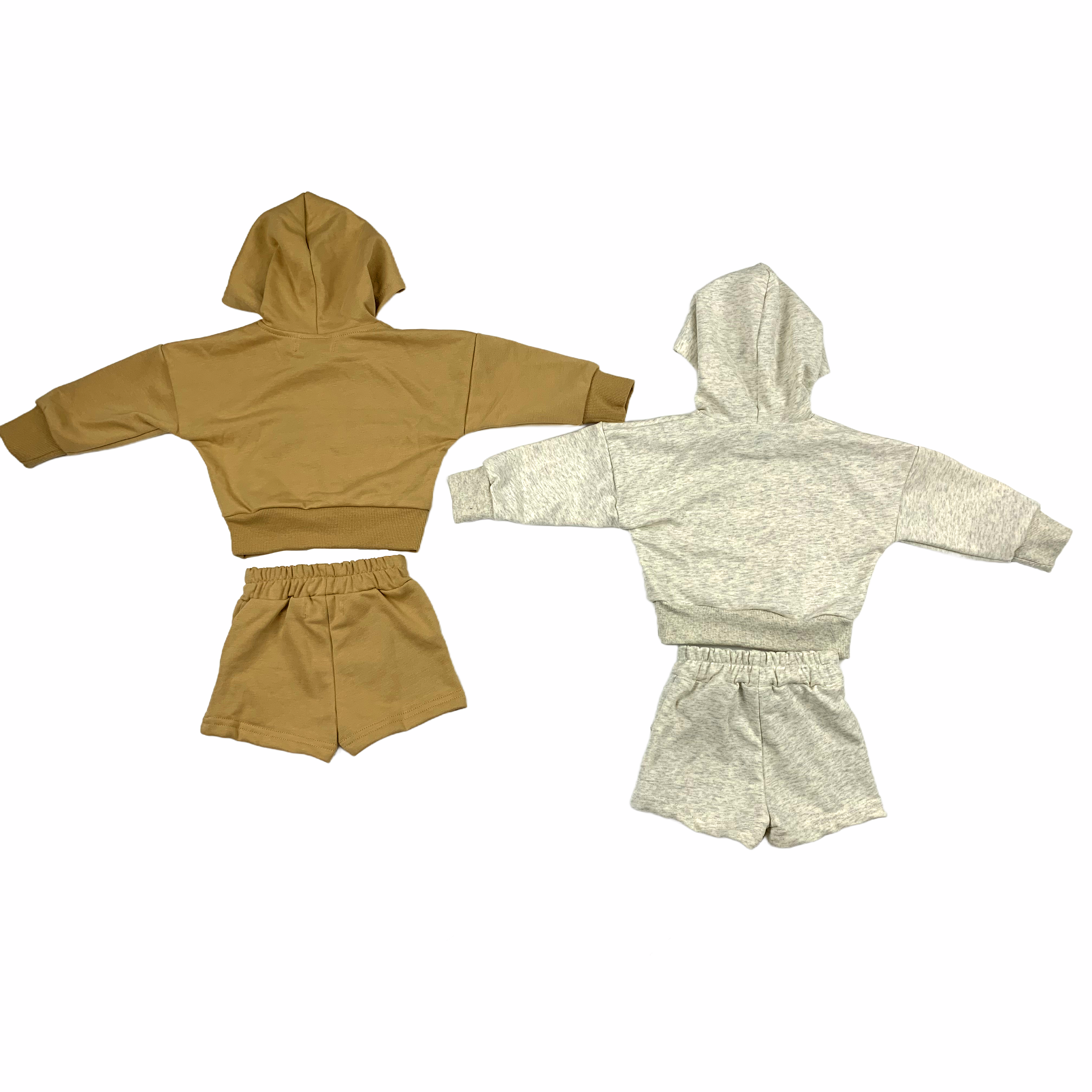 New Arrival baby boys girls solid french terry long sleeved pullover hoodies and shorts Spring Summer outfit play sets
