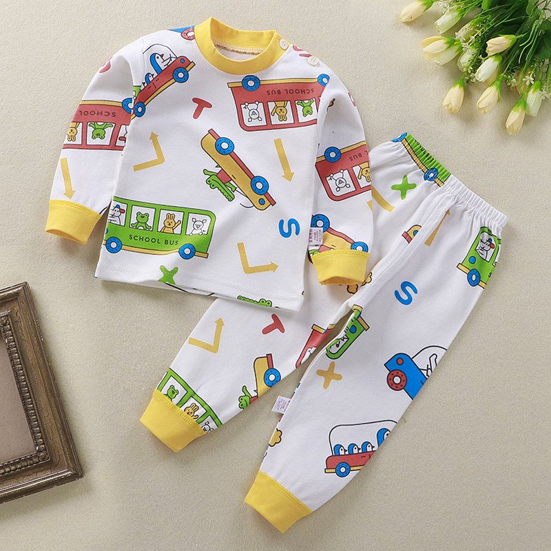 Boys girls underwear suits 100% cotton children's pajamas youth autumn shirt long trousers clothing set wholesale