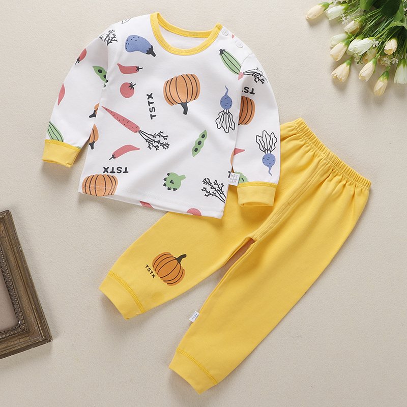 Boys girls underwear suits 100% cotton children's pajamas youth autumn shirt long trousers clothing set wholesale