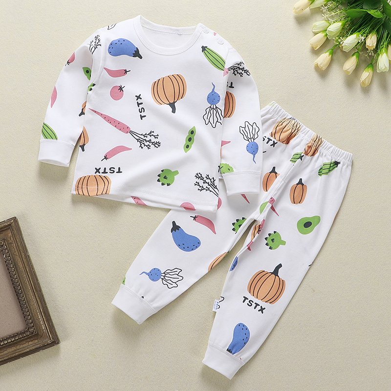 Boys girls underwear suits 100% cotton children's pajamas youth autumn shirt long trousers clothing set wholesale