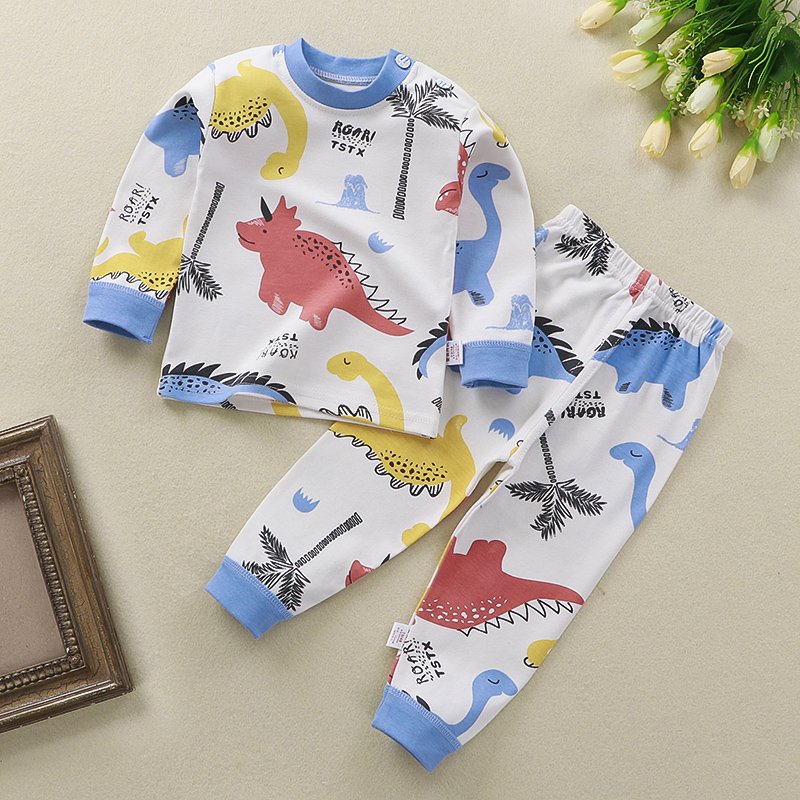Boys girls underwear suits 100% cotton children's pajamas youth autumn shirt long trousers clothing set wholesale