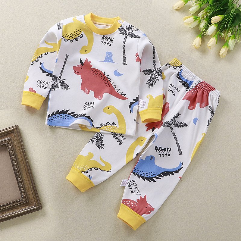 Boys girls underwear suits 100% cotton children's pajamas youth autumn shirt long trousers clothing set wholesale