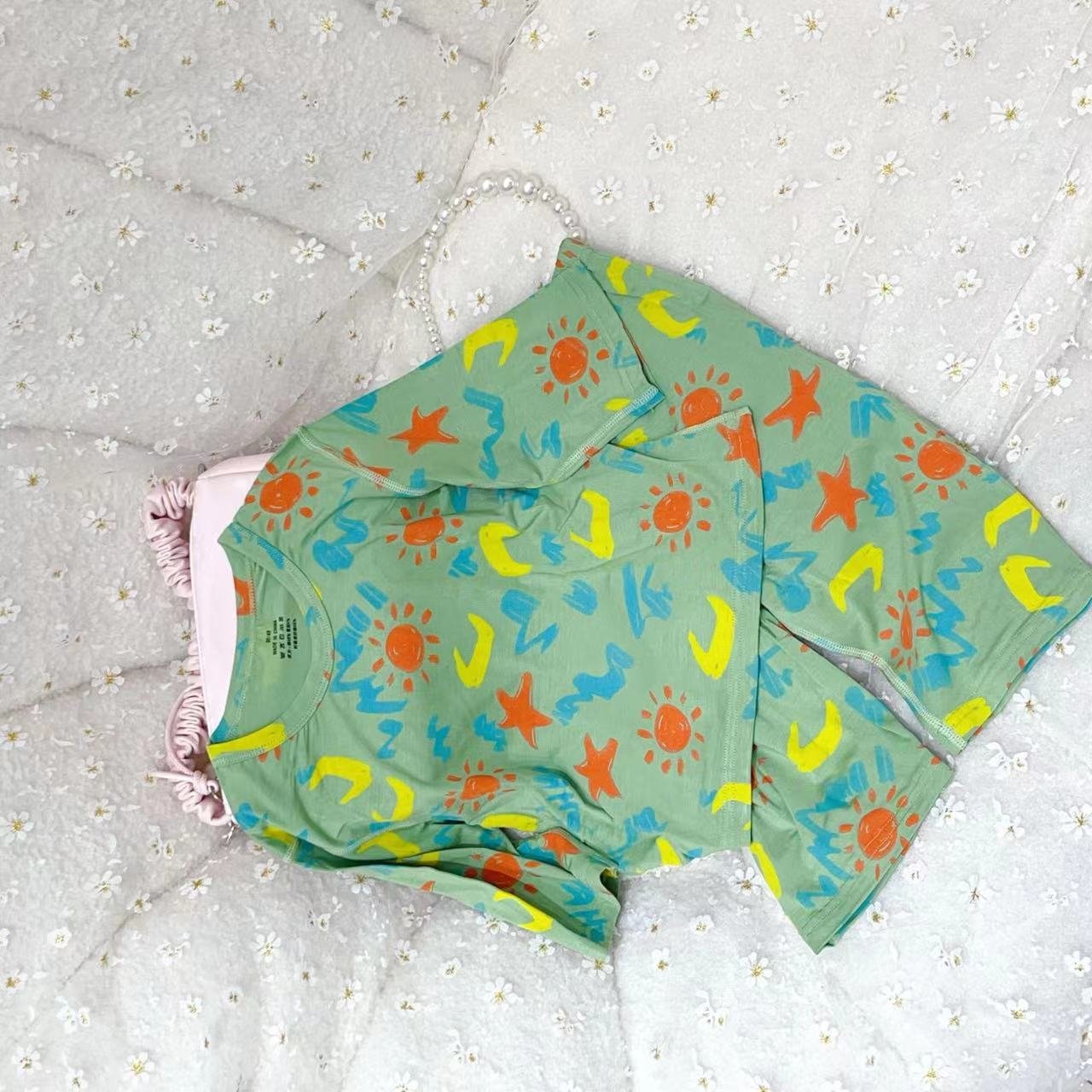 High Quality 2-Piece Cotton Pajamas for Boys Girls Casual Home Clothing with Letter Printed Pattern for Toddlers Striped suit
