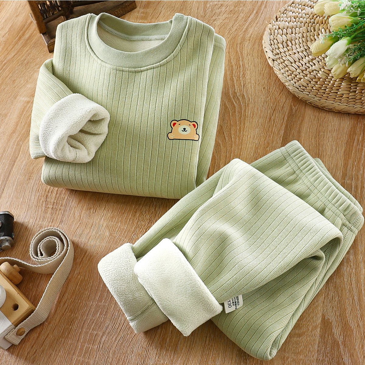 Casual Long Sleeve Winter Cartoon Knitted Pajamas Baby Kids Girls' Sleepwear Pyjamas