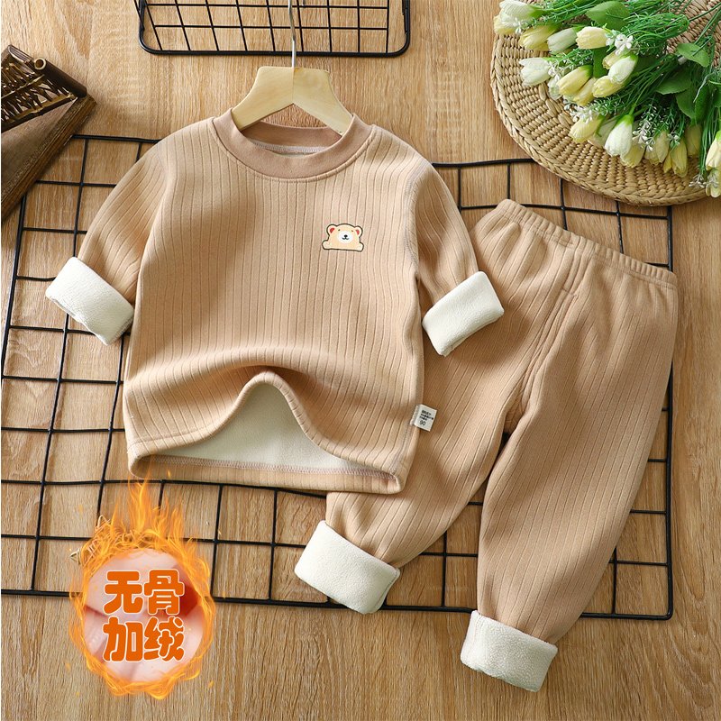 Casual Long Sleeve Winter Cartoon Knitted Pajamas Baby Kids Girls' Sleepwear Pyjamas