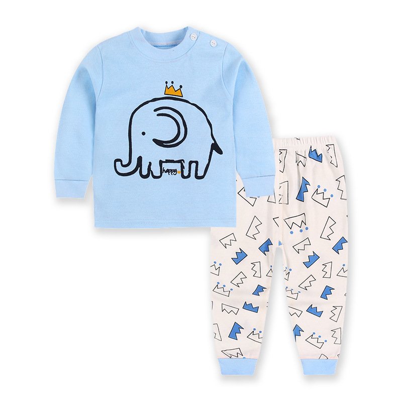 Wholesale carton animals pattern baby pajamas sets cotton boys clothing sets 2pcs for 9m to 11 years