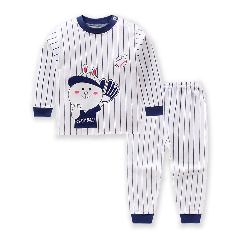 Wholesale carton animals pattern baby pajamas sets cotton boys clothing sets 2pcs for 9m to 11 years