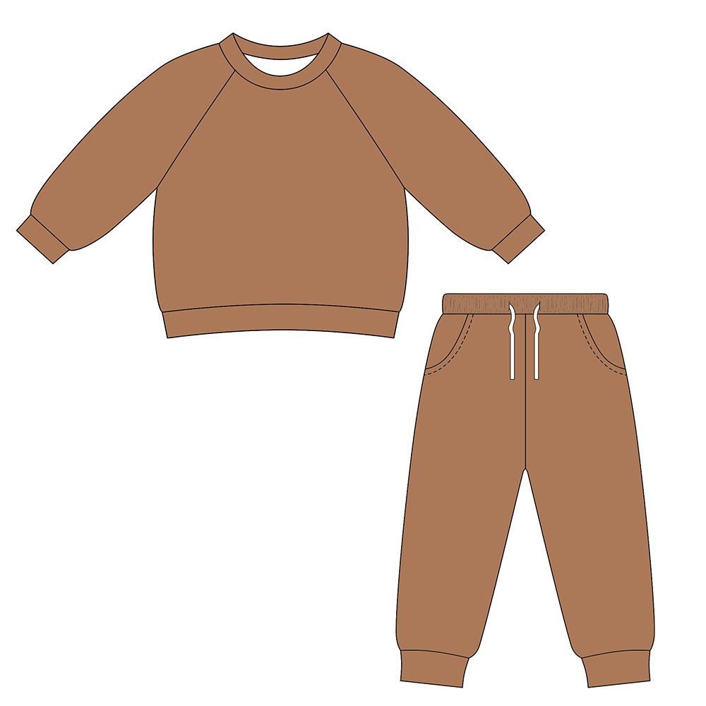 Custom embroidery children french terry sweatshirt jogger set baby toddler boy girl fleece two piece outfit set 2025