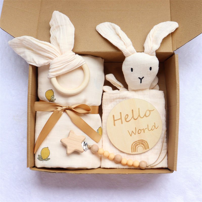 2023 new arrival new born baby gifts set organic cotton Swaddle blanket baby shower gift set