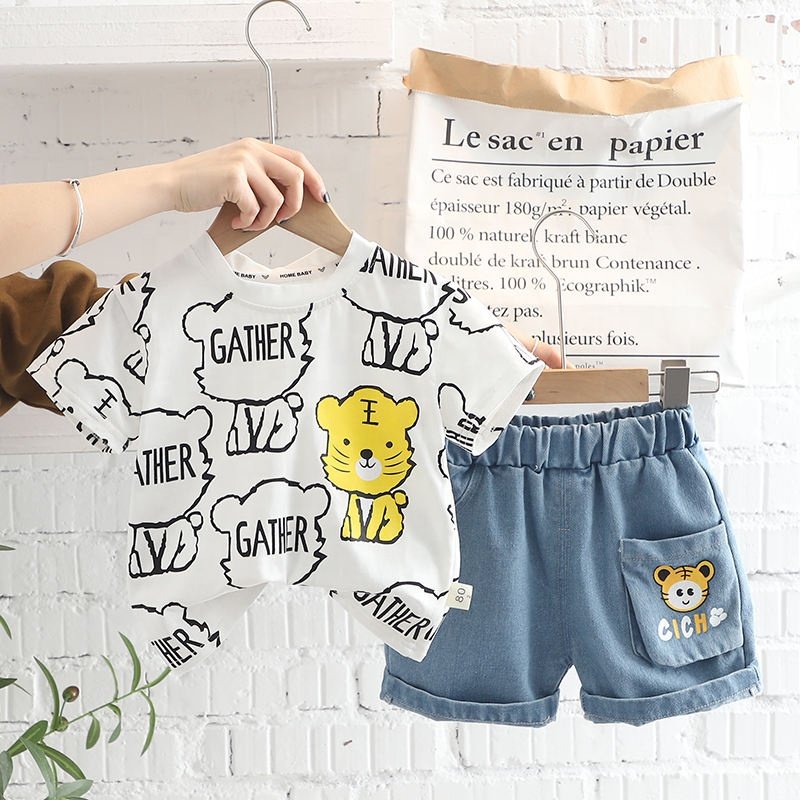 Wholesale Kids Clothes Custom Summer Casual Cotton Toddler Boys Set Clothes Tshirt And Shorts Joggers 2 Piece Sets For Kids