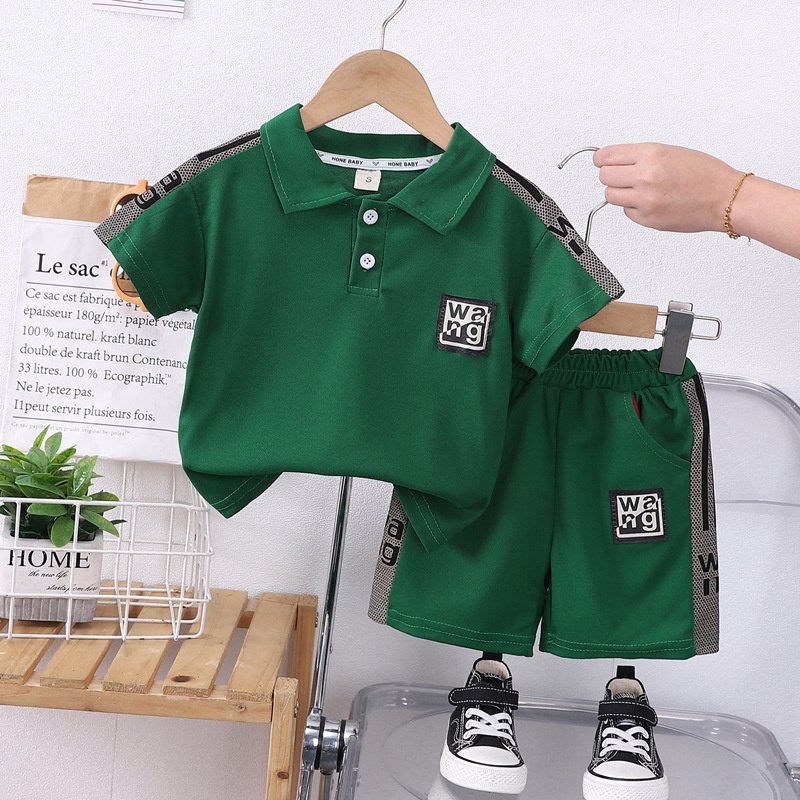 Ms-570 Baby Boy Summer Clothing Set 3-4 Years Short Sleeve Polo Shirt+Shorts Outfits Children Kids Clothing for Boys