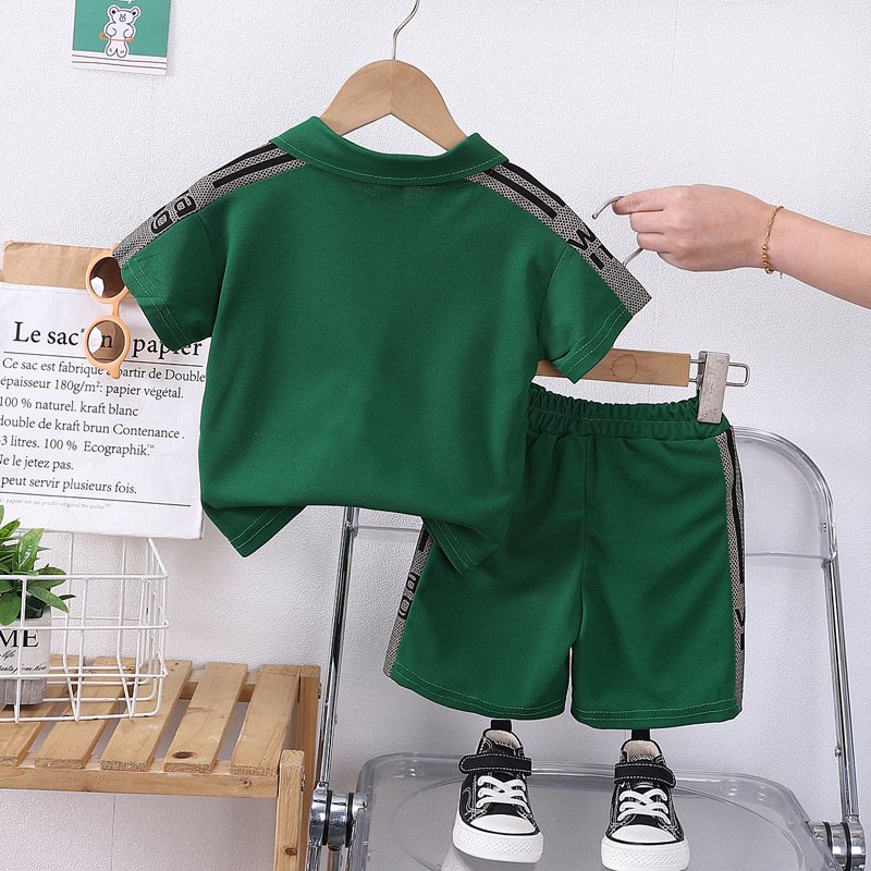 Ms-570 Baby Boy Summer Clothing Set 3-4 Years Short Sleeve Polo Shirt+Shorts Outfits Children Kids Clothing for Boys