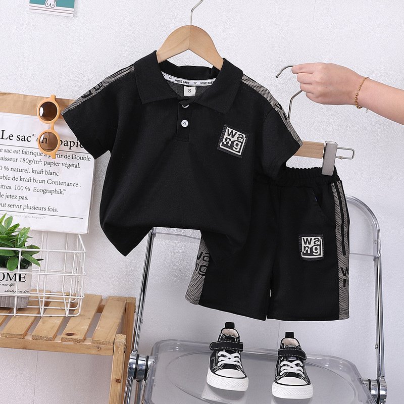 Ms-570 Baby Boy Summer Clothing Set 3-4 Years Short Sleeve Polo Shirt+Shorts Outfits Children Kids Clothing for Boys