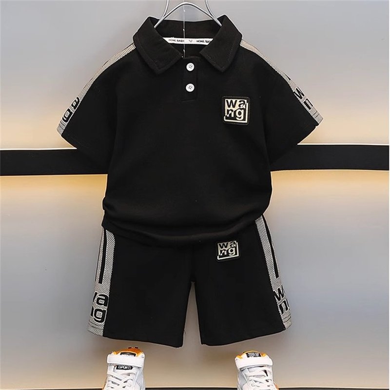 Ms-570 Baby Boy Summer Clothing Set 3-4 Years Short Sleeve Polo Shirt+Shorts Outfits Children Kids Clothing for Boys