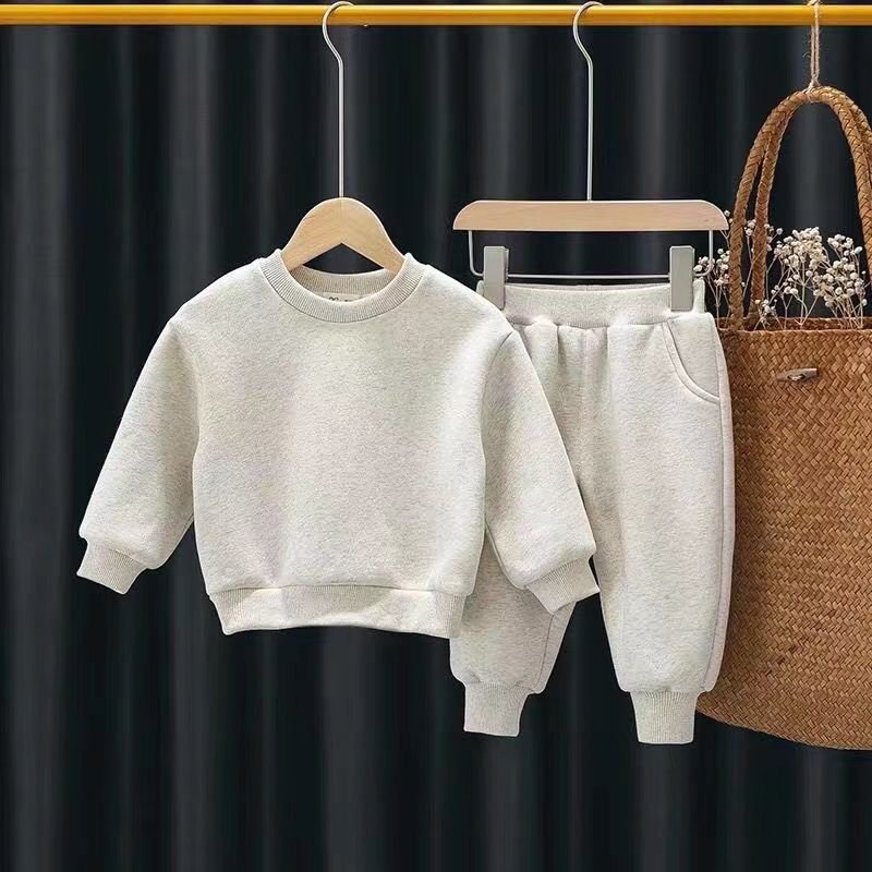 Spring and autumn outdoor sports sets for boys and girls Long sleeve zipper sports solid color sets for children
