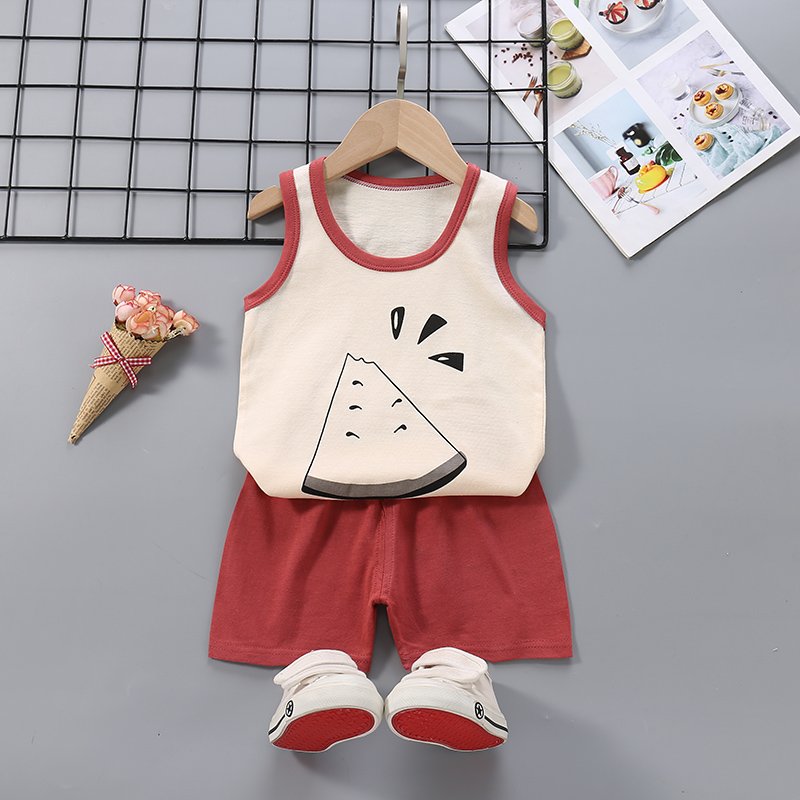 Children's vest set pure cotton summer clothes,boys and girls sleeveless set children's clothing with factory best