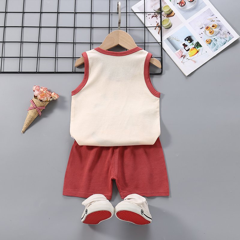 Children's vest set pure cotton summer clothes,boys and girls sleeveless set children's clothing with factory best
