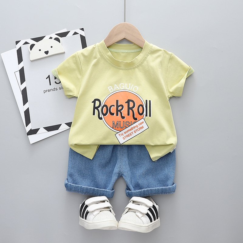 1-4 Year Baby Toddler Boy Outfits Clothes Summer Kids Pattern Short Sleeve T Shirt Jeans Shorts Pant Set