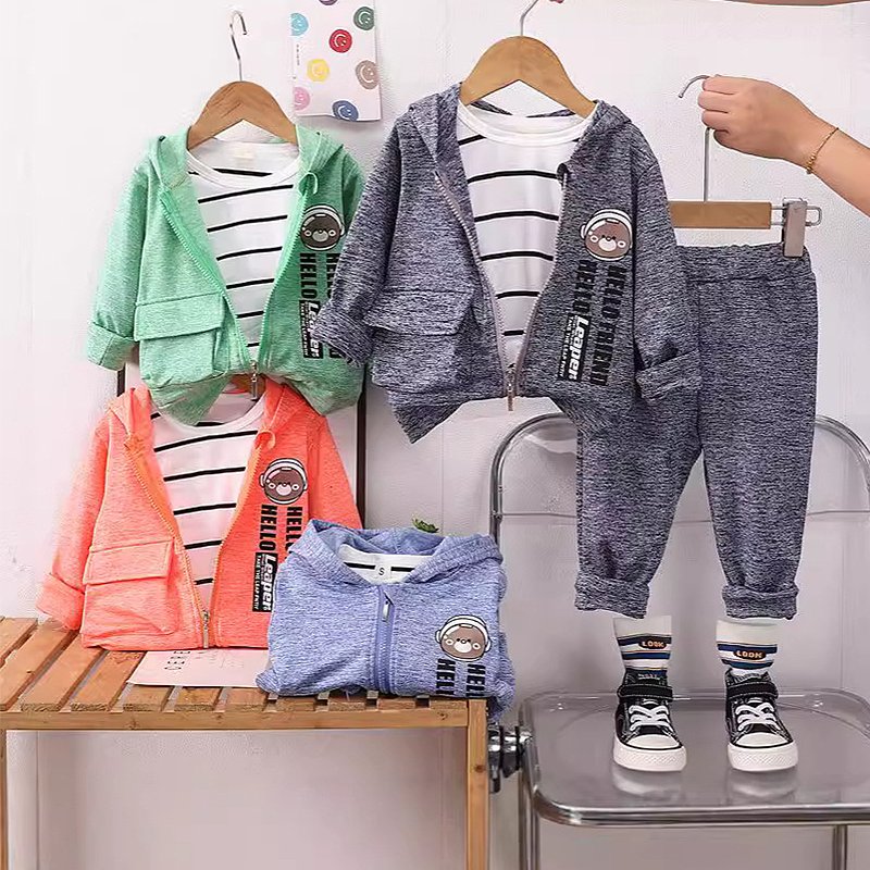 Autumn Boutique Wholesale Kids Jogging Suits Zipper Up Jacket Shirt Pants 3PCS Boys Girls Clothing Tracksuits Sweatsuit Sets