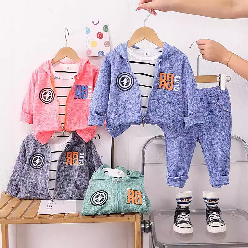 Autumn Boutique Wholesale Kids Jogging Suits Zipper Up Jacket Shirt Pants 3PCS Boys Girls Clothing Tracksuits Sweatsuit Sets