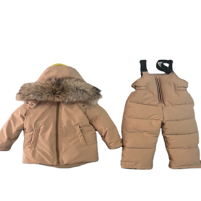 New Baby Kids Windproof Snowsuit Winter Clothes Toddler Snow Pants And Jacket Girls Down Cotton Hooded Coat Baby Clothes Sets