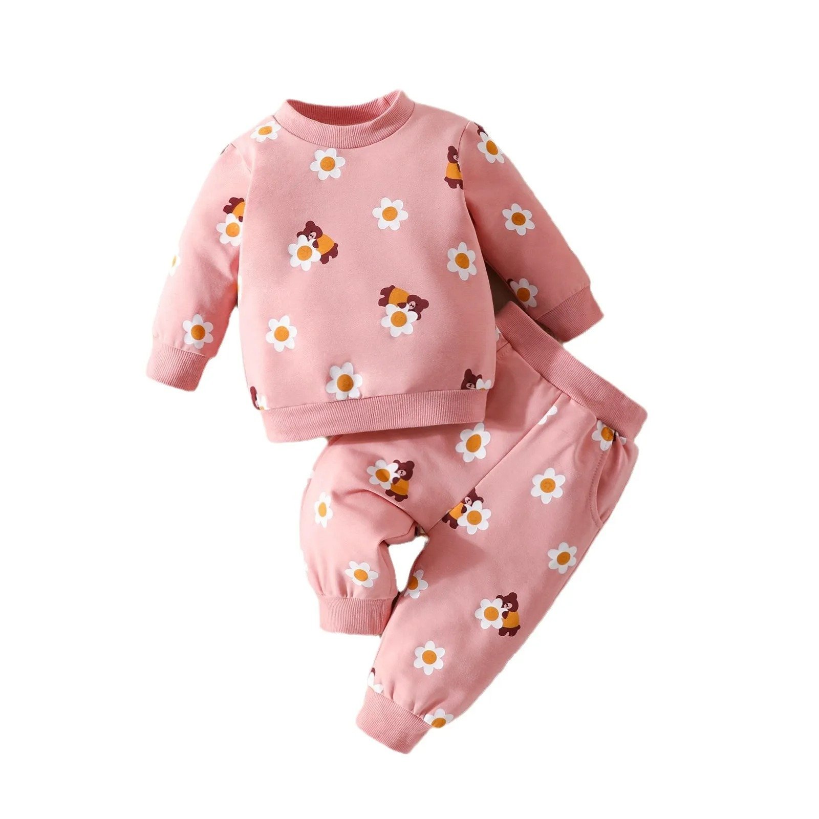 Kids Baby Girls Spring Outfits Toddler Crewneck Sweatshirt Shirt Top +Pants Sets Cute Children Pants Clothes