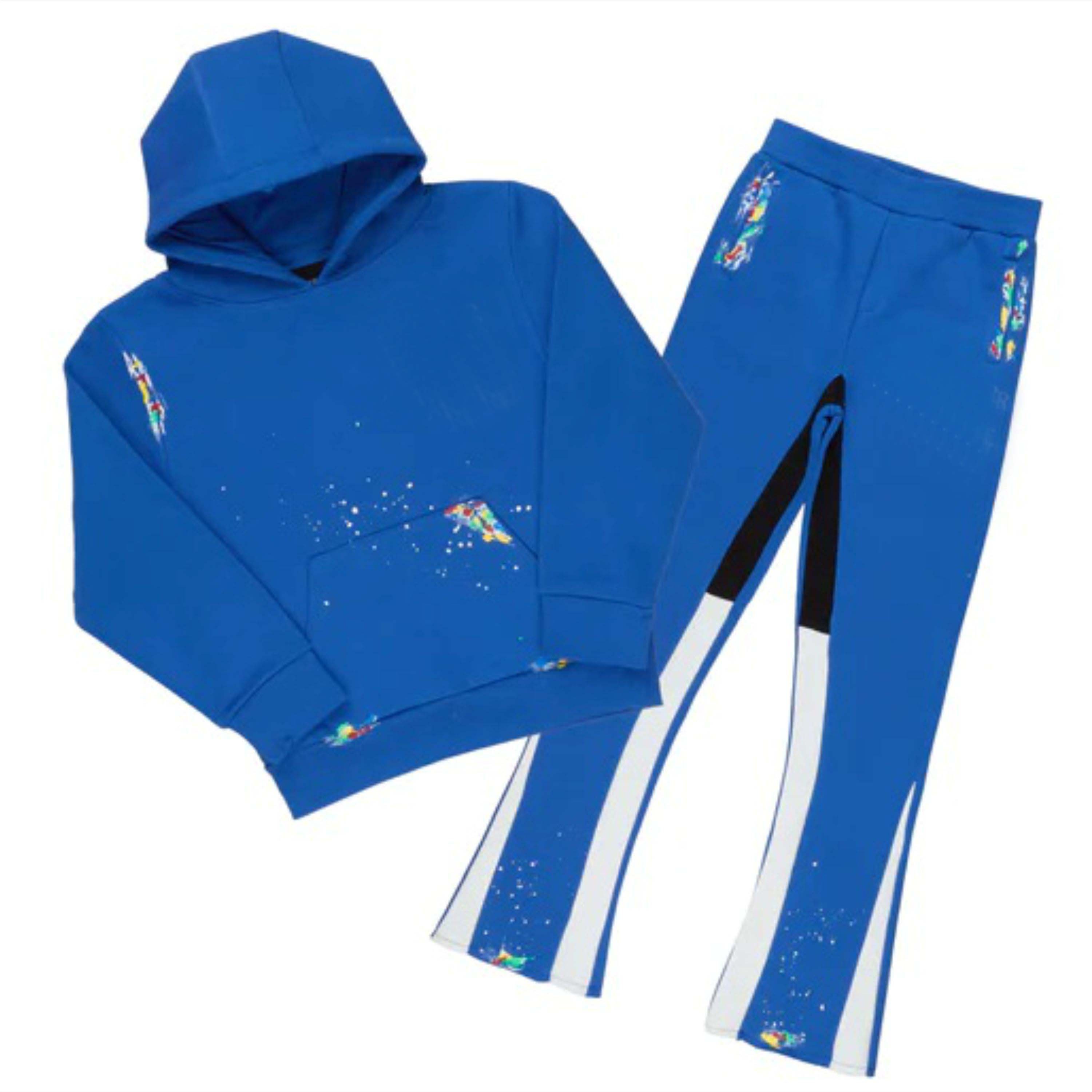 Trendy and Cozy Kids Stacked Tracksuit - High-Waisted Joggers and Hoodie Set for Boys and Girls - Perfect for Sports Wear