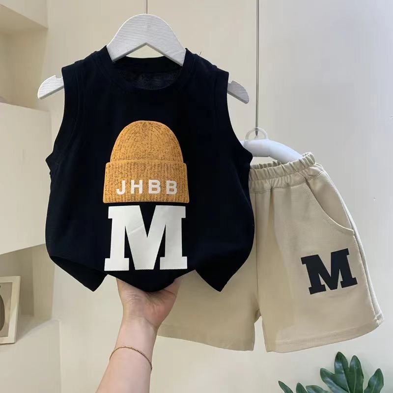 Hot Sale Summer T-Shirt and Shorts 2pcs Cotton Pattern Casual Teenagers Boys CLothes Sets
