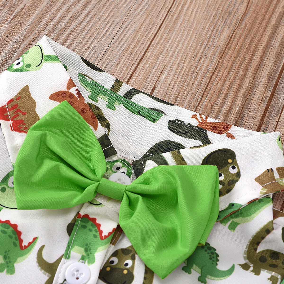 2023 Children's Summer Short-Sleeved Animal Printed Shirt Baby Kids Belt Shorts 3 Piece Set Bow Tie+T Shirt Romper+Brace Belt