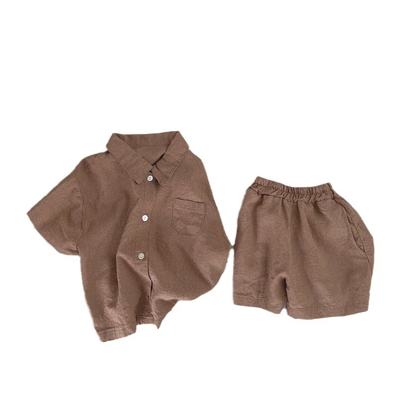 Children'S Custom Logo Boys And Girls Baby Color Matching Raglan Sleeve Shorts Plain Two Piece Children Suit Short Set For Kids