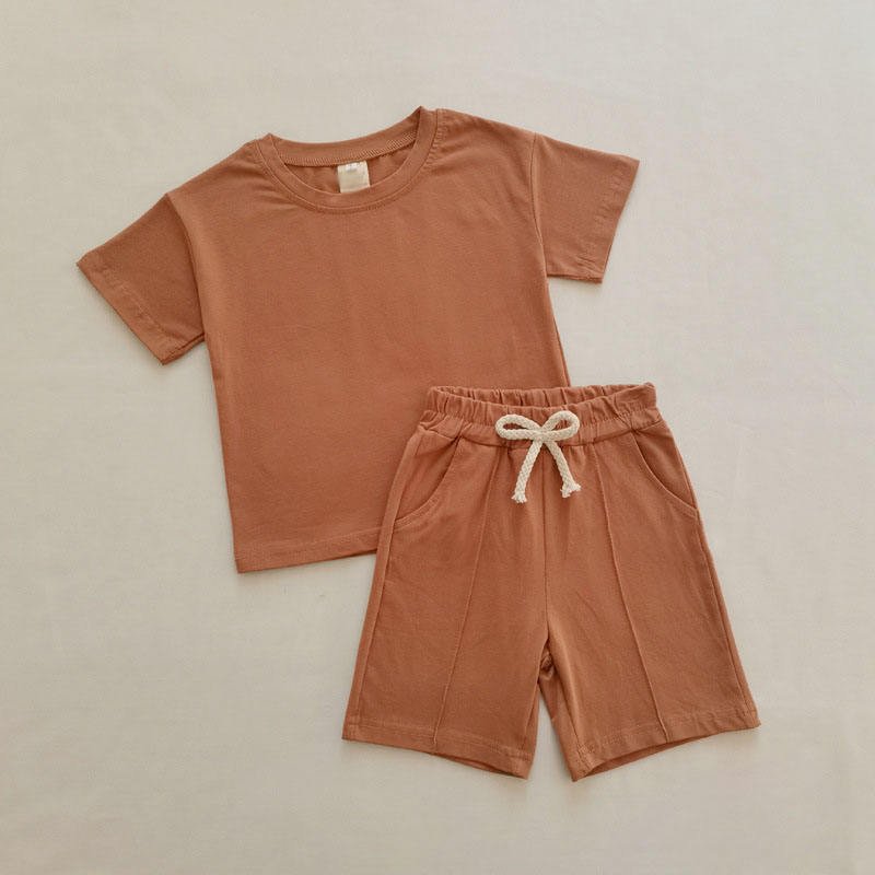 Custom Own logo Summer Toddler Clothing 70-120cm Cotton T-shirt Shorts 2PCS Boys Clothing Sets Short Sleeve Children Clothes