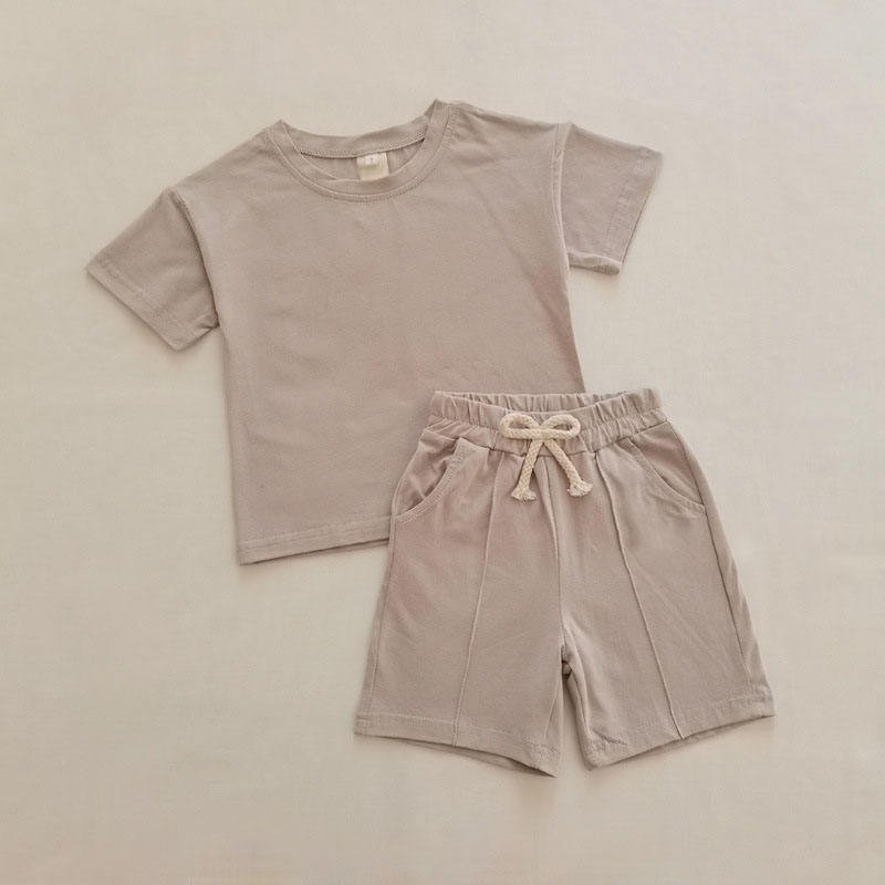 Custom Own logo Summer Toddler Clothing 70-120cm Cotton T-shirt Shorts 2PCS Boys Clothing Sets Short Sleeve Children Clothes