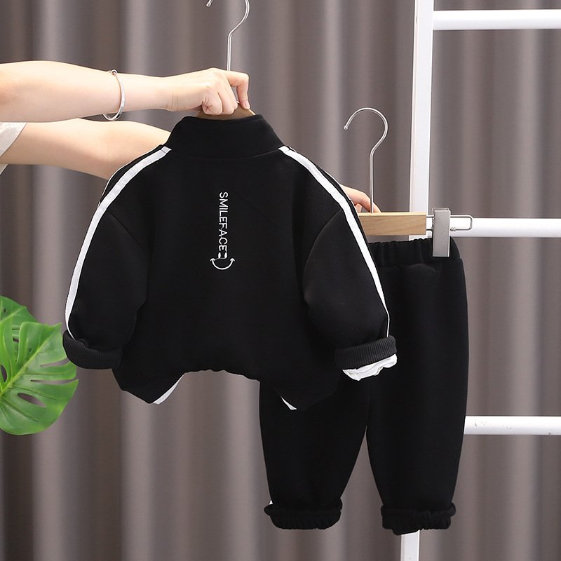 Boys' Autumn Set 2024 New Baby Sports Smile Three Piece Set Children's Spring and Autumn Clothing