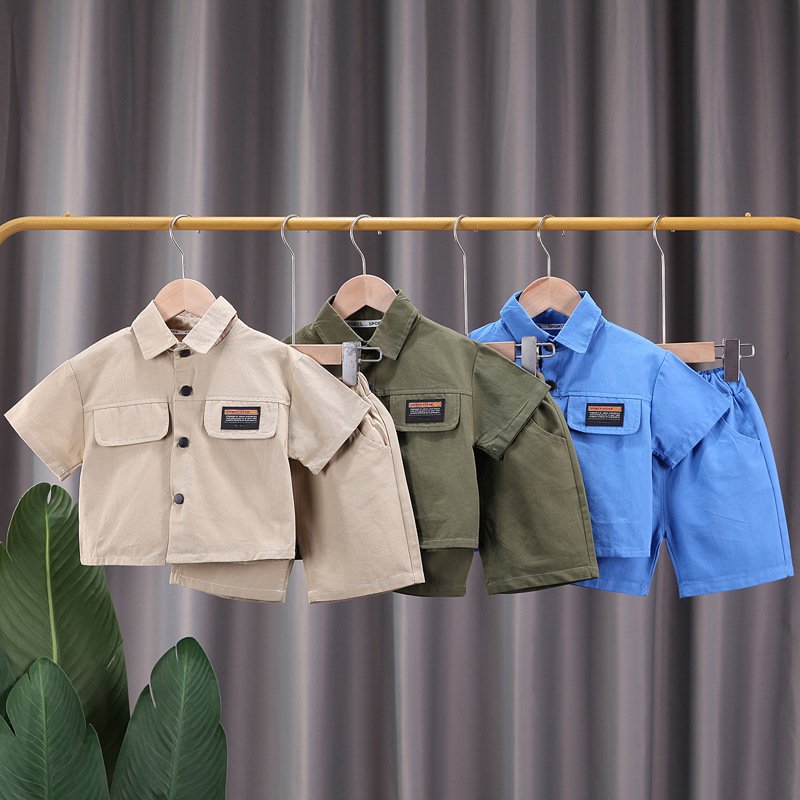 Wholesale Short Sleeve Children Boy Cargo Shirt and Shorts Clothes Sets New Design 2024 Toddler Kids Clothes Set for Boys