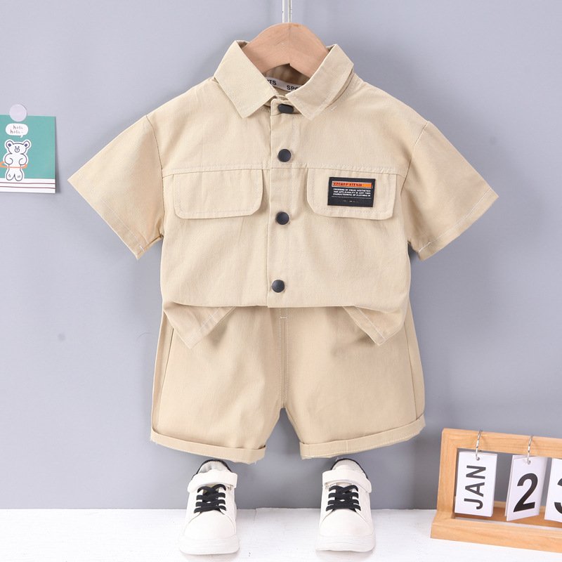 Wholesale Short Sleeve Children Boy Cargo Shirt and Shorts Clothes Sets New Design 2024 Toddler Kids Clothes Set for Boys