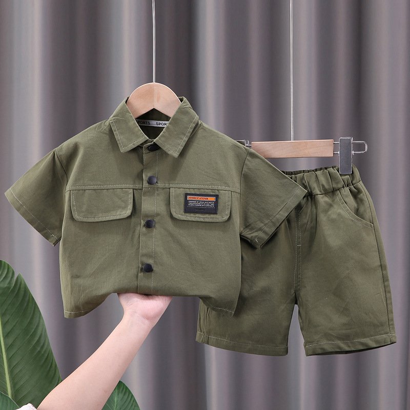 Wholesale Short Sleeve Children Boy Cargo Shirt and Shorts Clothes Sets New Design 2024 Toddler Kids Clothes Set for Boys