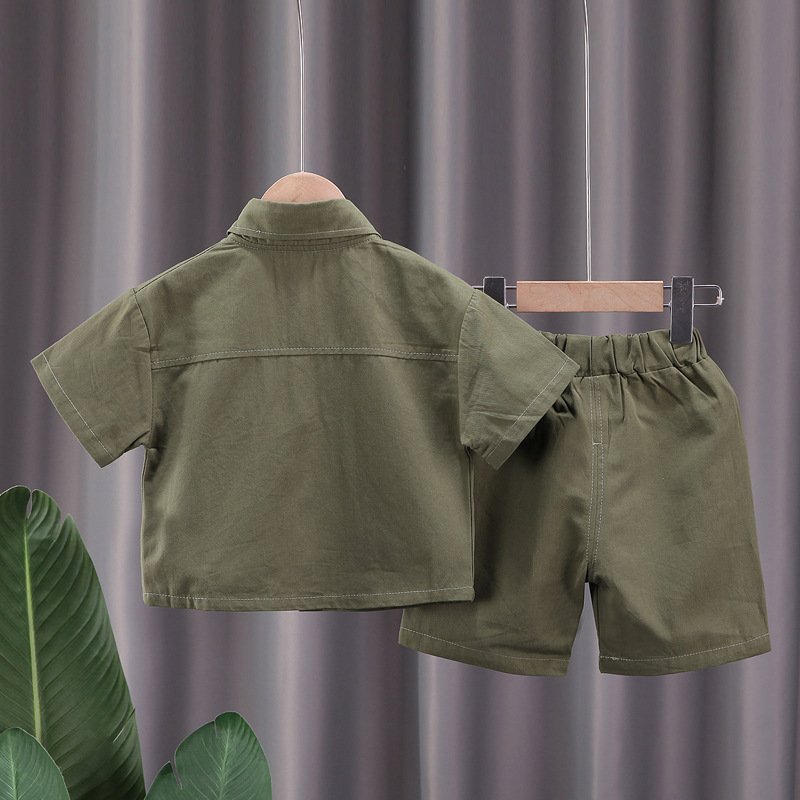 Wholesale Short Sleeve Children Boy Cargo Shirt and Shorts Clothes Sets New Design 2024 Toddler Kids Clothes Set for Boys