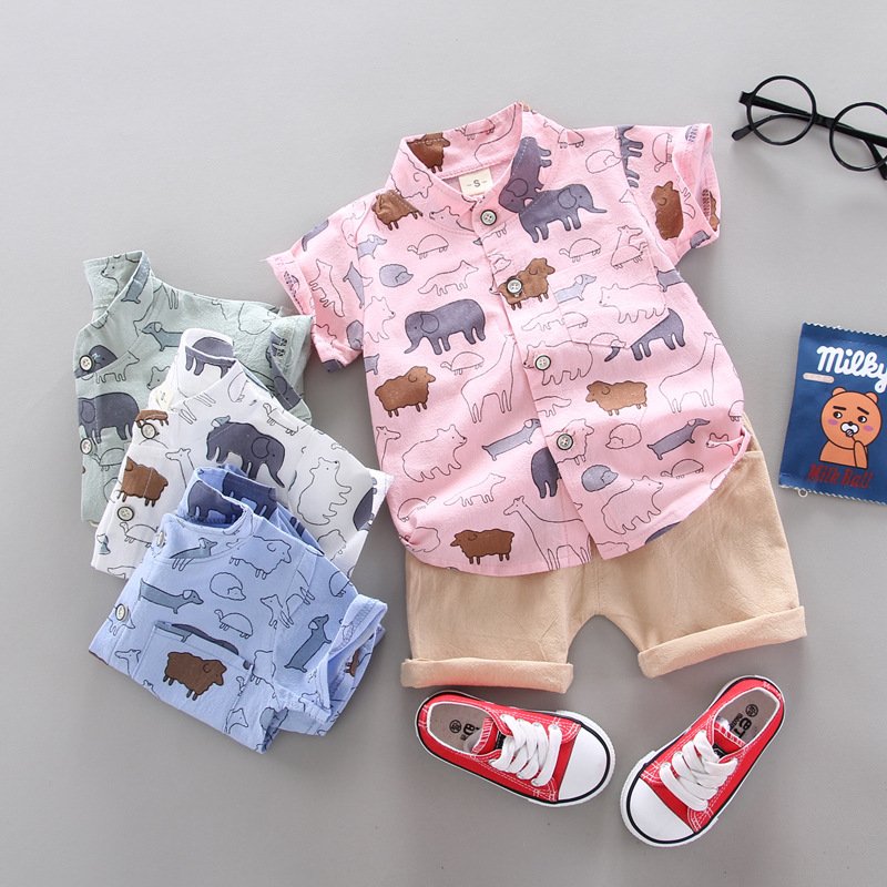 Kids Wear Wholesale Children Clothes Cartoon Elephant Baby Tracksuit Shorts Set Kid Sweat Suit Toddler Boys Clothing Sets