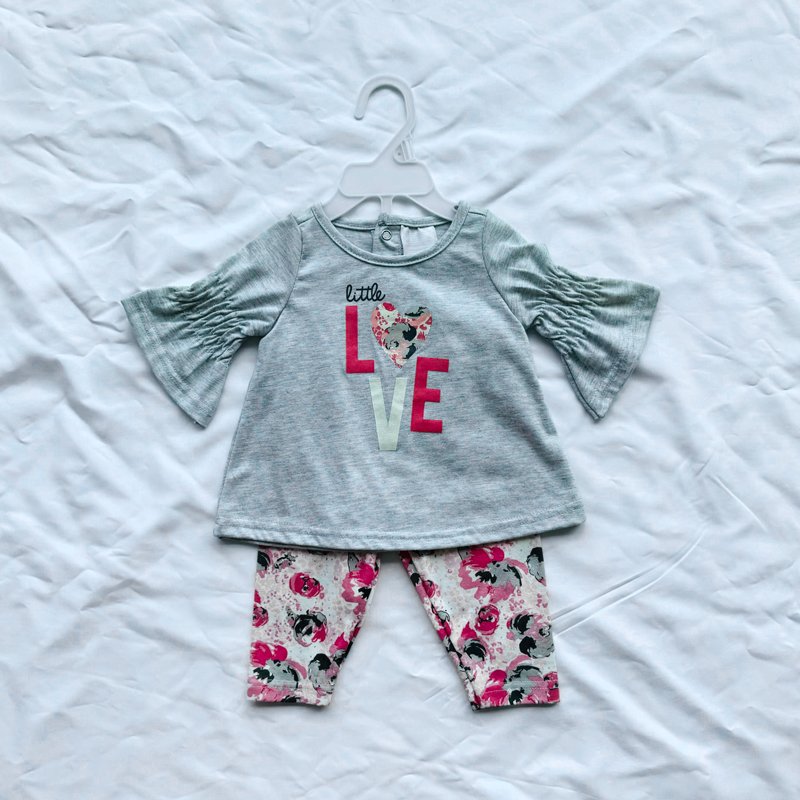 Custom autumn infant baby clothing Cute Floral Long Sleeve Pant Top Set Clothes 2Pcs Baby Girl Set