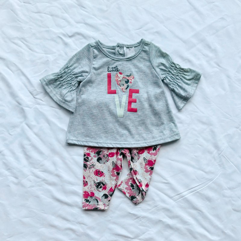 Custom autumn infant baby clothing Cute Floral Long Sleeve Pant Top Set Clothes 2Pcs Baby Girl Set