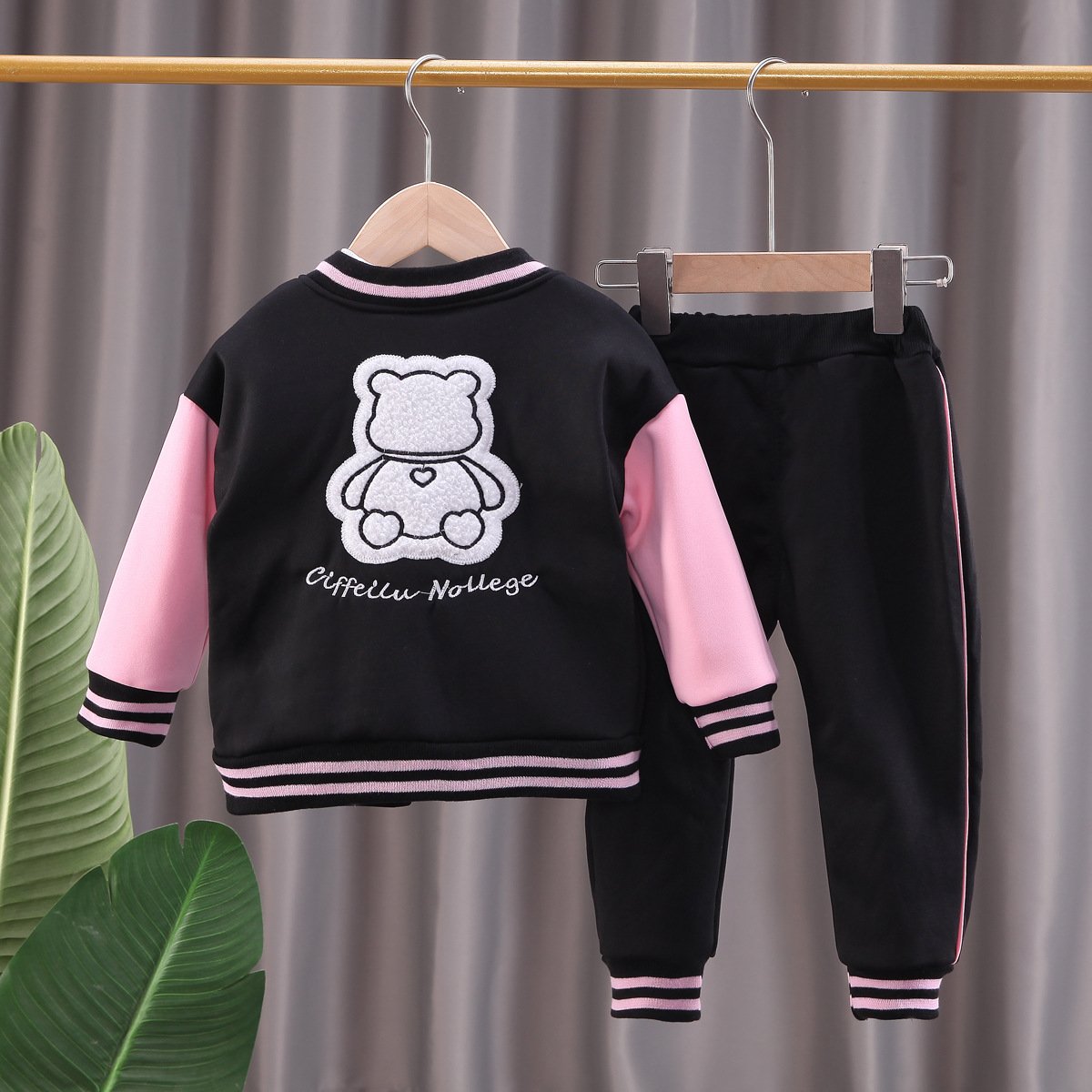 Conyson Wholesale Price Boys girls Baby Sets Autumn Children's Hoodie Winter Cartoon Cute Bear Soft 3-Piece Kids Clothes Set