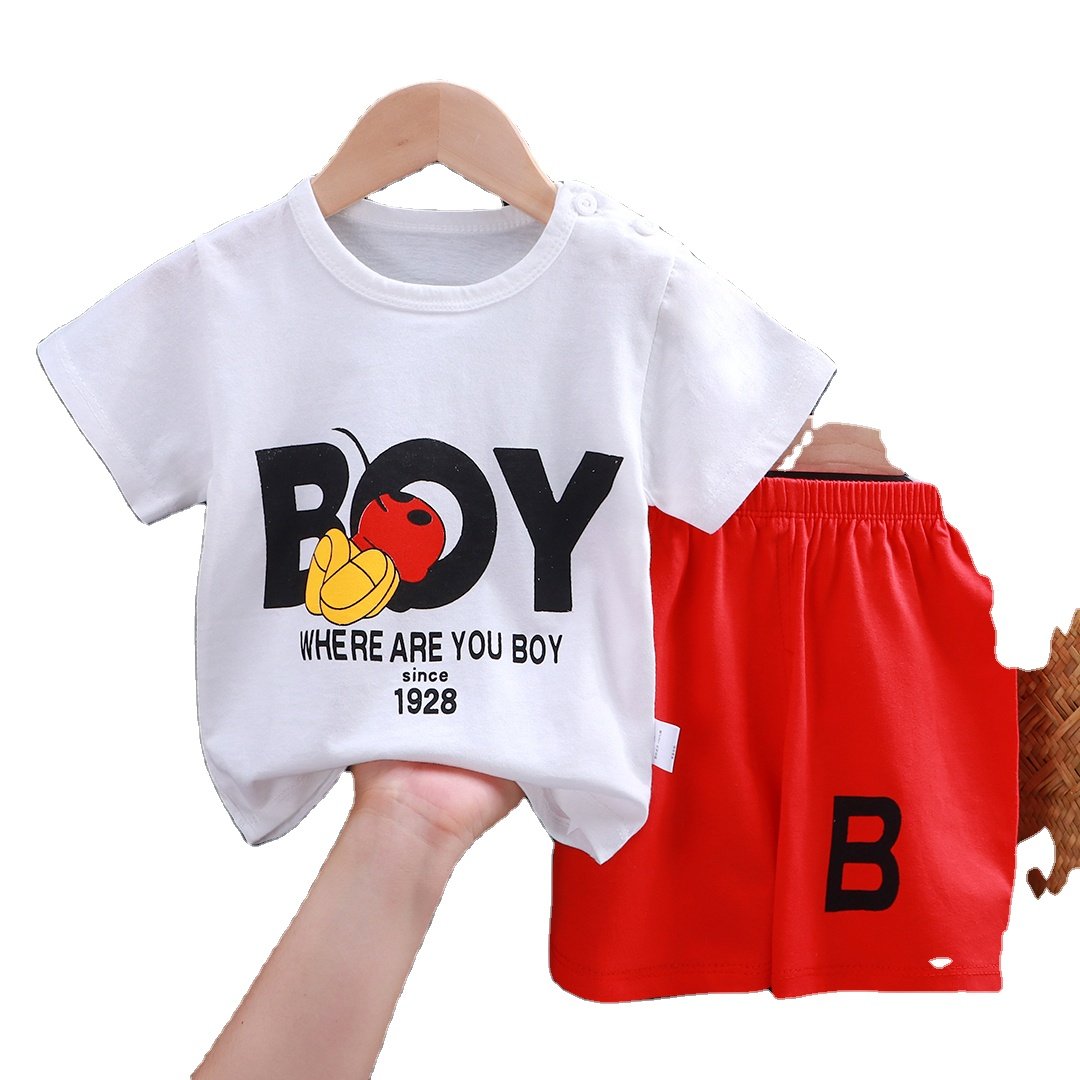 High Quality Kids Summer Clothings Boys Girls Short Sleeve Sets Clothes Baby T-shirt Shorts Sets 2PCS With Custom