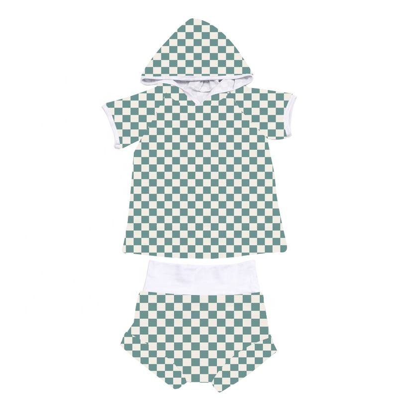 JF Custom Boutique Fashion Cute Boys Clothes Sets Short Sleeve Children T Shirt Hoodie Bummie Set Baby Boys Girl Clothing Set