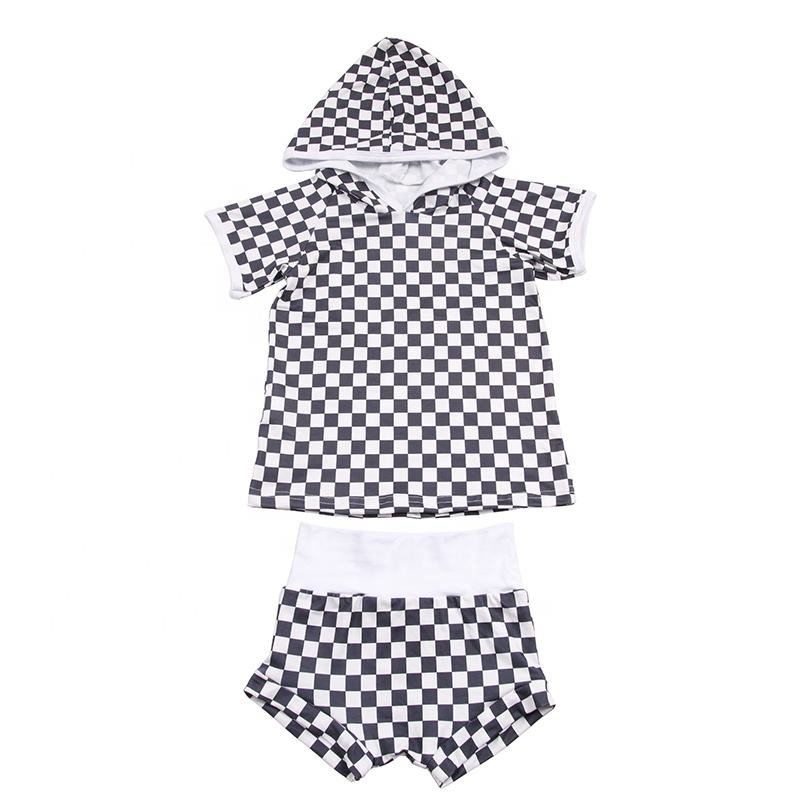 JF Custom Boutique Fashion Cute Boys Clothes Sets Short Sleeve Children T Shirt Hoodie Bummie Set Baby Boys Girl Clothing Set