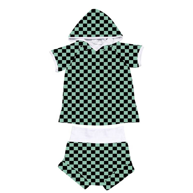 JF Custom Boutique Fashion Cute Boys Clothes Sets Short Sleeve Children T Shirt Hoodie Bummie Set Baby Boys Girl Clothing Set